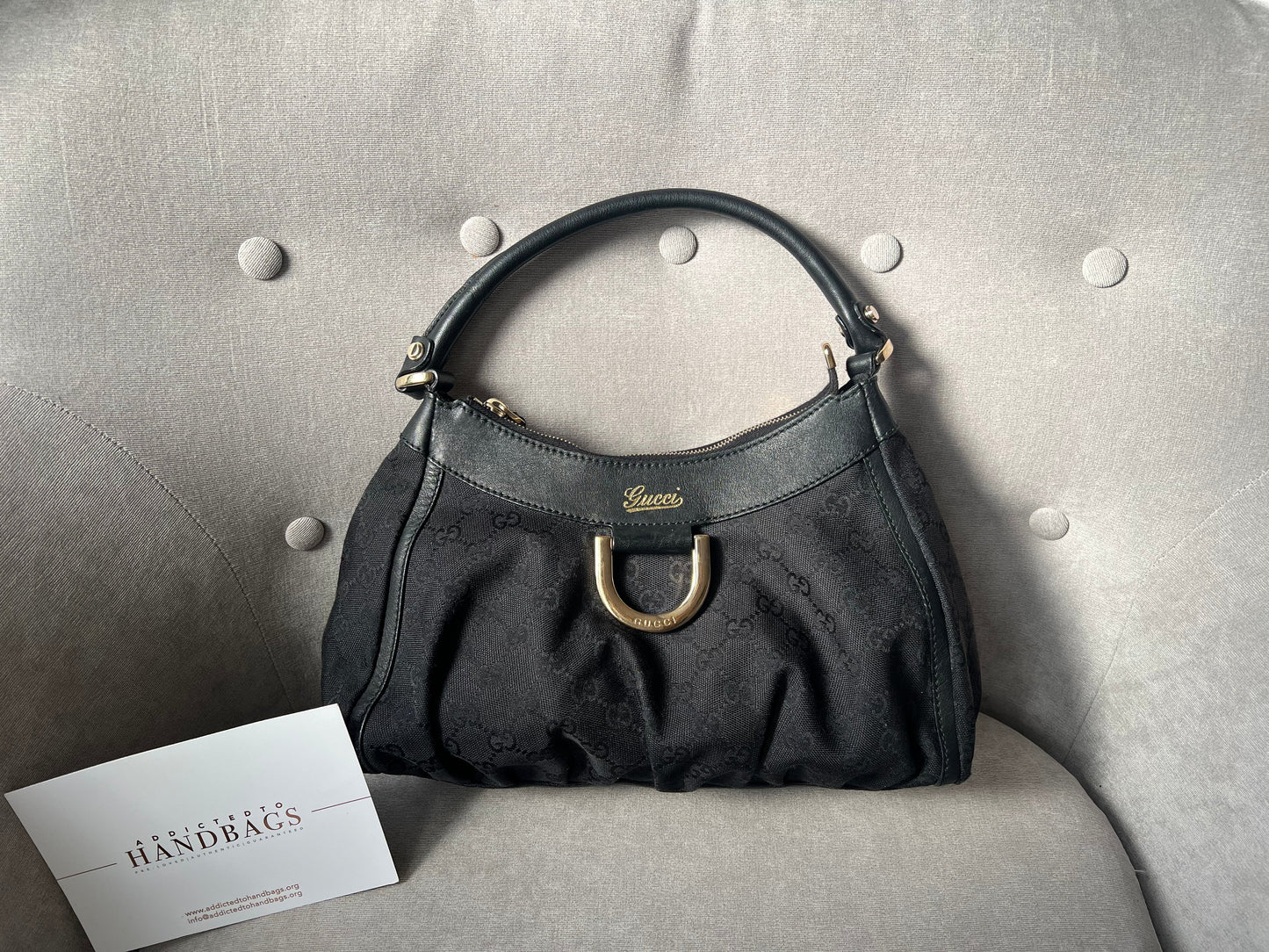 Gucci GG Canvas Small Black Abbey D Ring Hobo