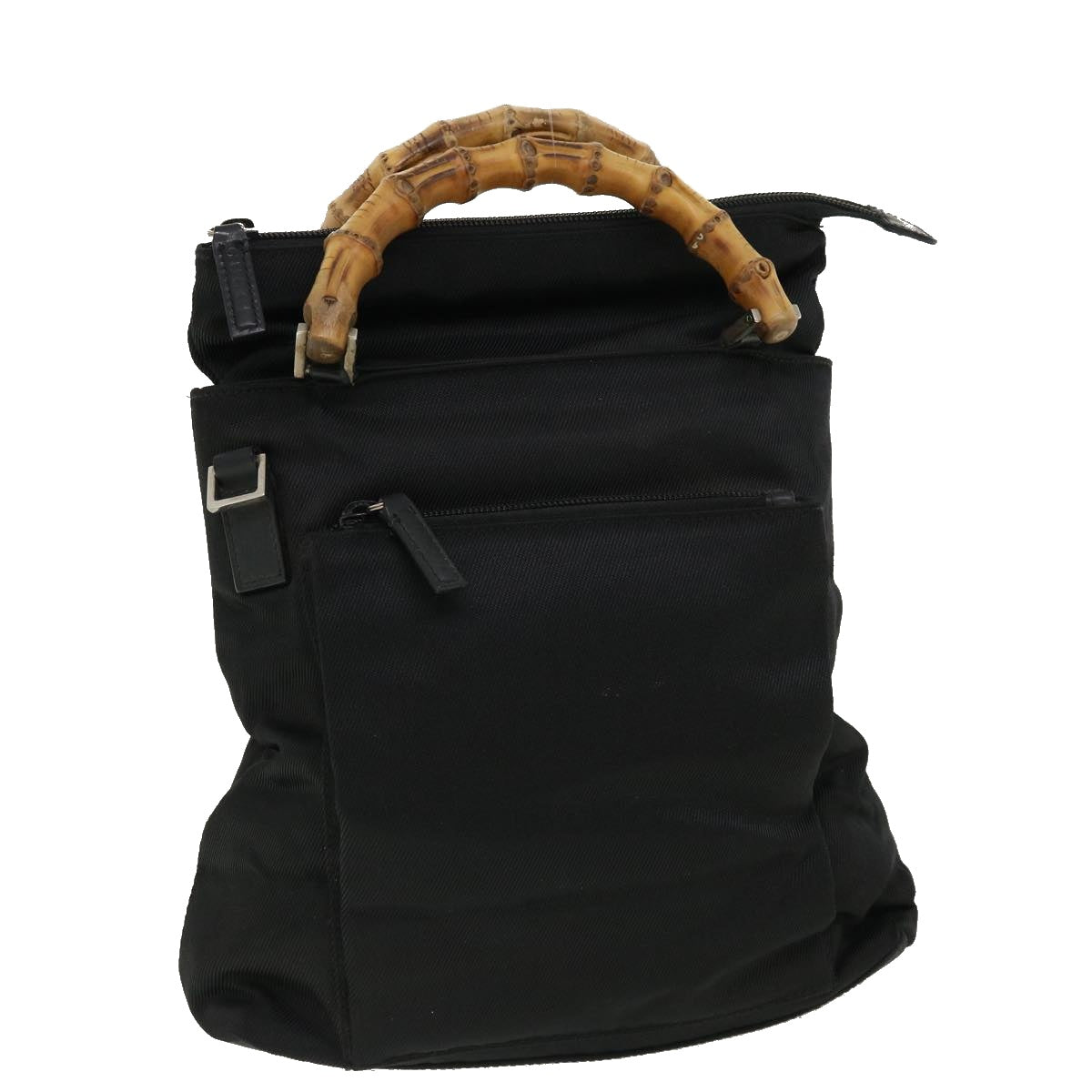 GUCCI Bamboo Hand Bag Nylon Black ki2495
