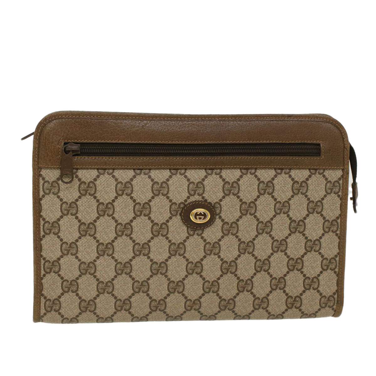 GUCCI GG Canvas Clutch Bag PVC Leather Beige 97.01.037 ki3062