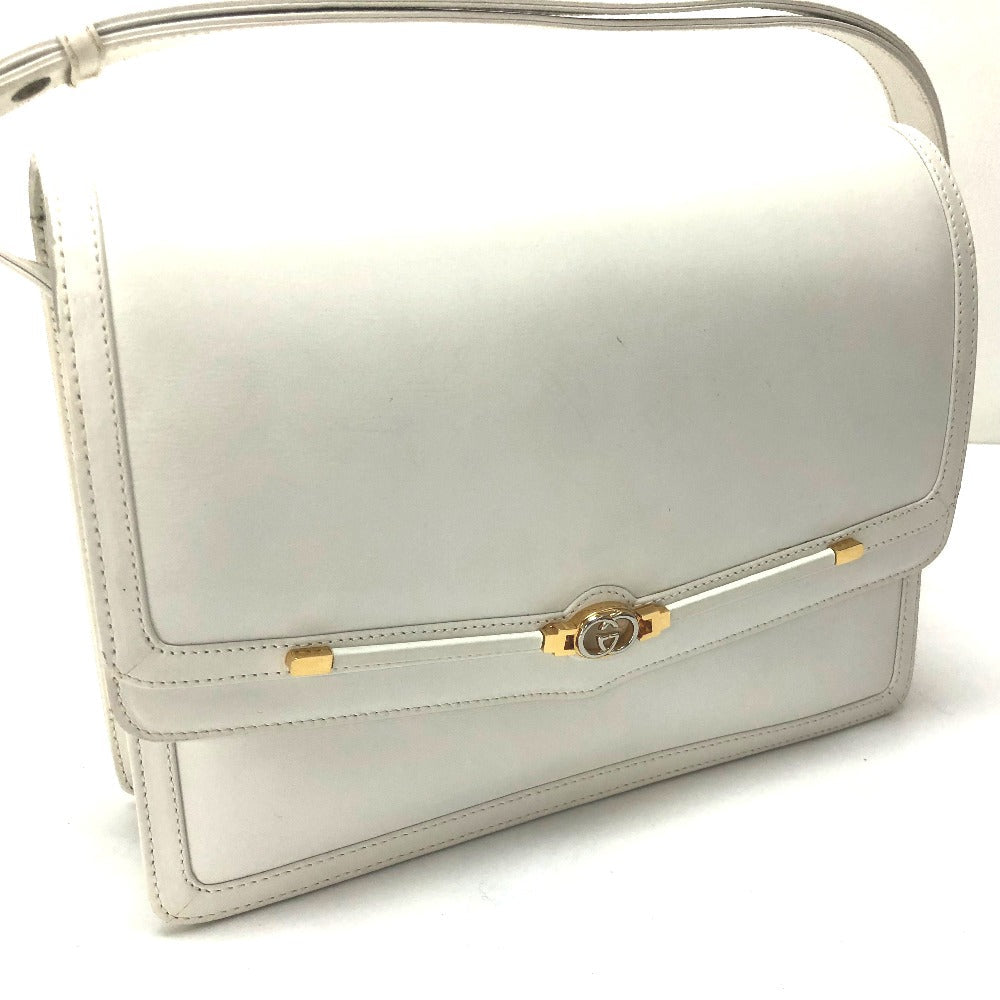 GUCCI Shoulder Bag leather white Old Gucci Shoulder Women Used