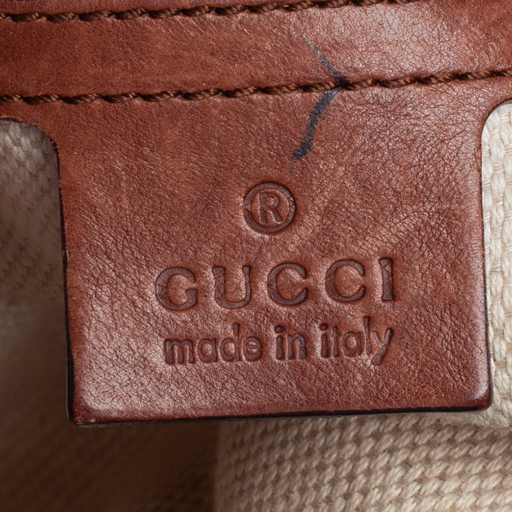 Gucci Beige/Brown Diamante Canvas and Leather Village Double G Hobo