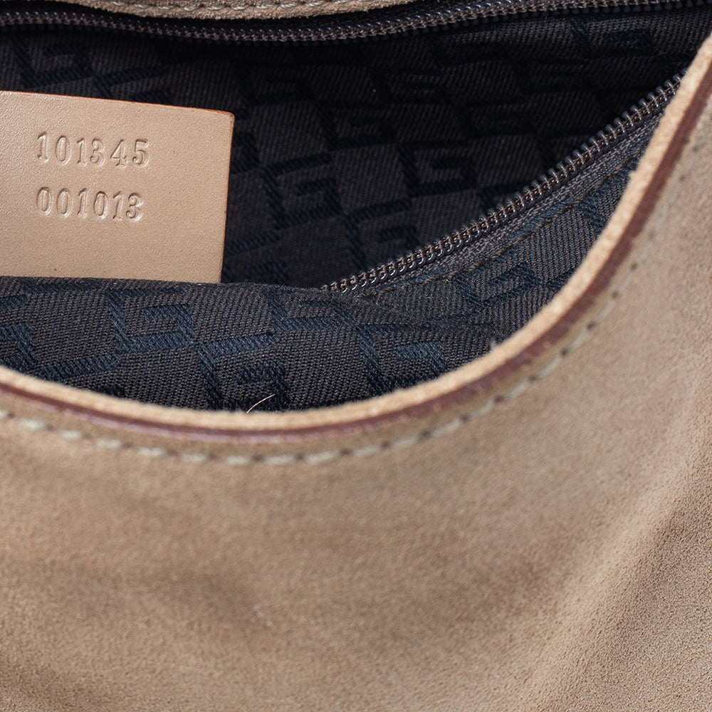 Gucci Beige Suede And Leather Shoulder Bag