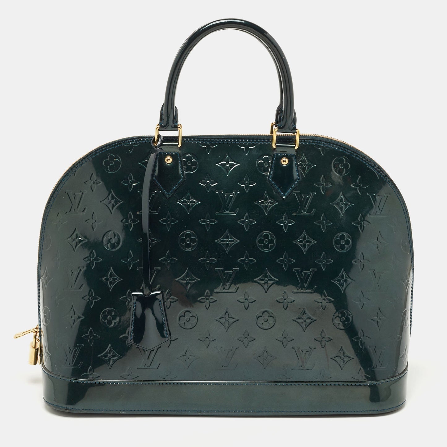 LOUIS VUITTON Bleu Nuit Monogram Vernis Alma GM Bag