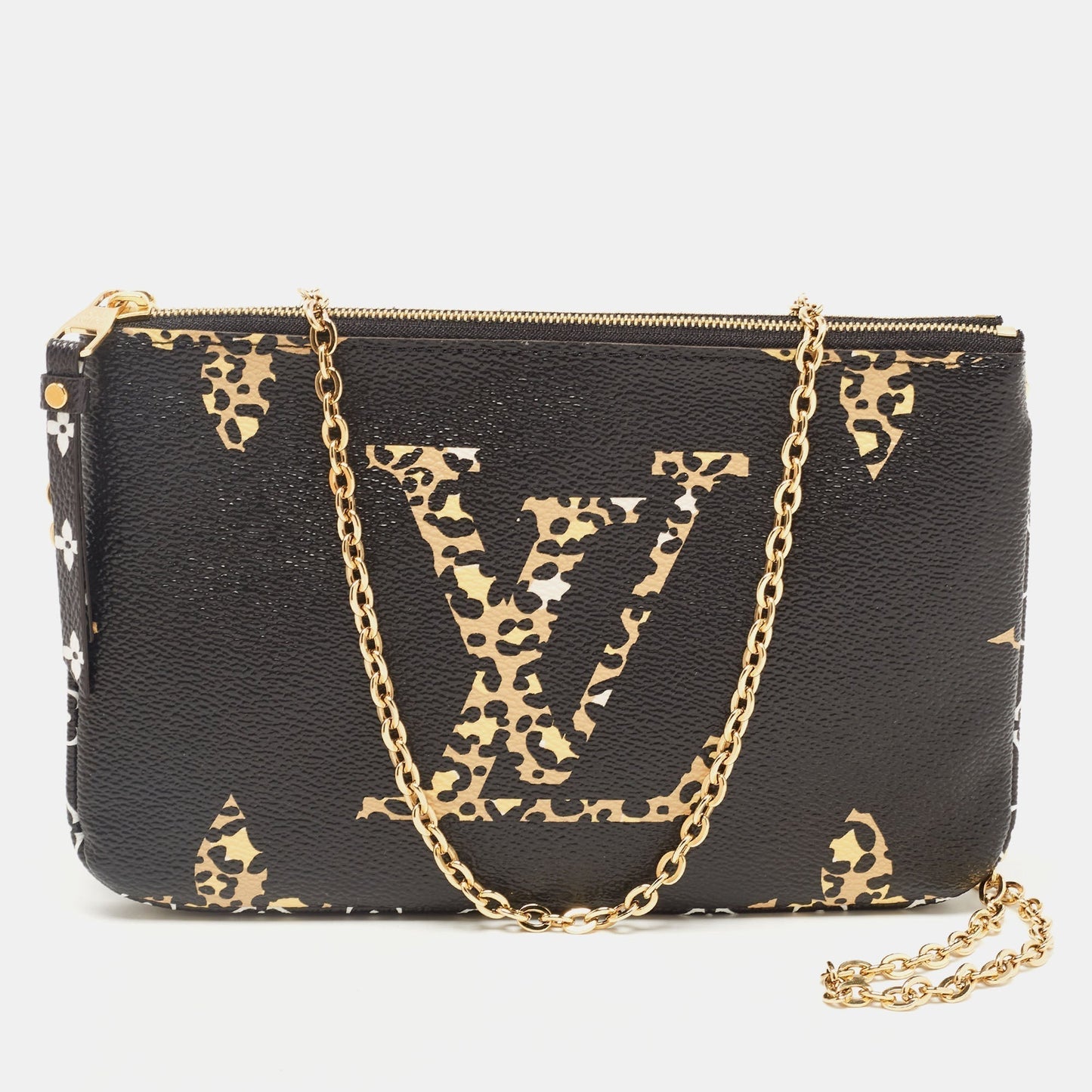 LOUIS VUITTON Black Monogram Giant Canvas Jungle Double Zip Pochette