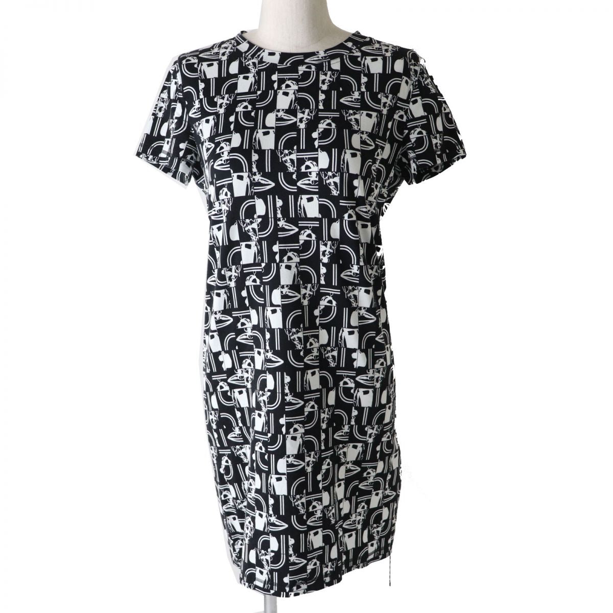 HERMES one piece Main: 100% cotton Black x White BRIDES de GALA en Desordre Ceremonial Bridle Women 34 Used