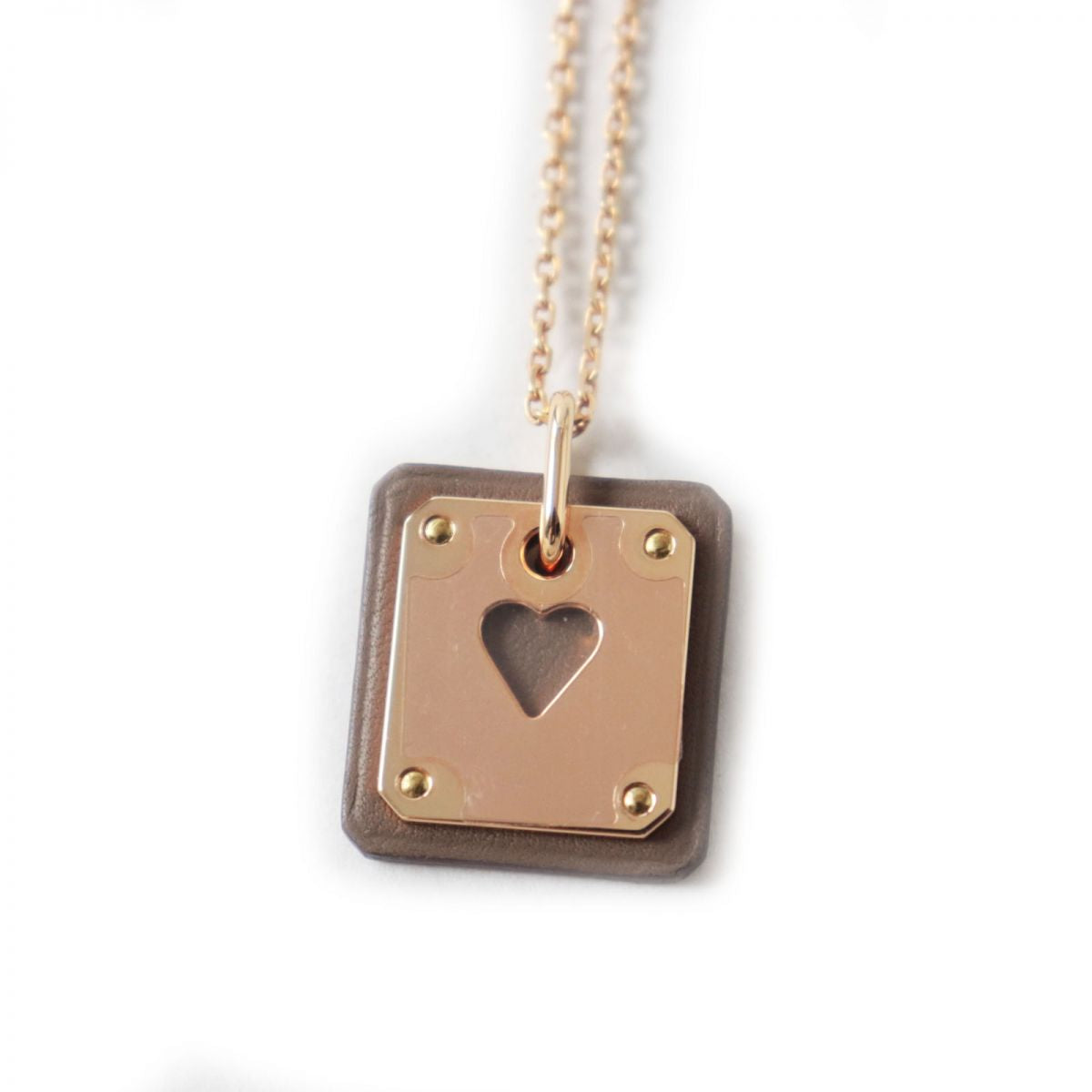 HERMES Necklace Main: Vaux Swift Etoupe x Pink Gold Women Used