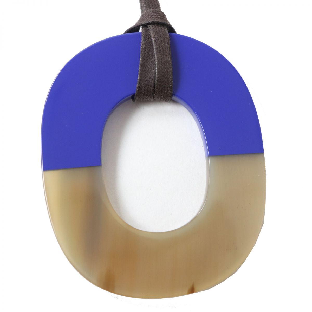 HERMES Necklace Main: Buffalo horn, Main: Lacquer Blue x Beige type Women Used