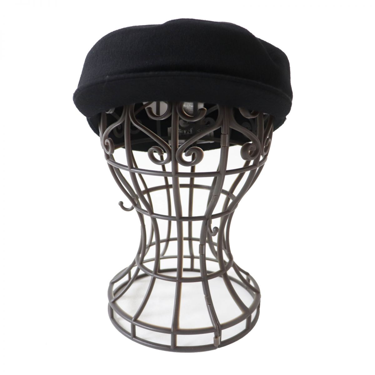 HERMES Casquette Outer: 100% cashmere, Lining: 65% rayon, Lining: 35% silk, Part: 56% cotton, Part: 44% rayon, Inner decoration: 100% polyester Black x Silver Metal Women 57 Used