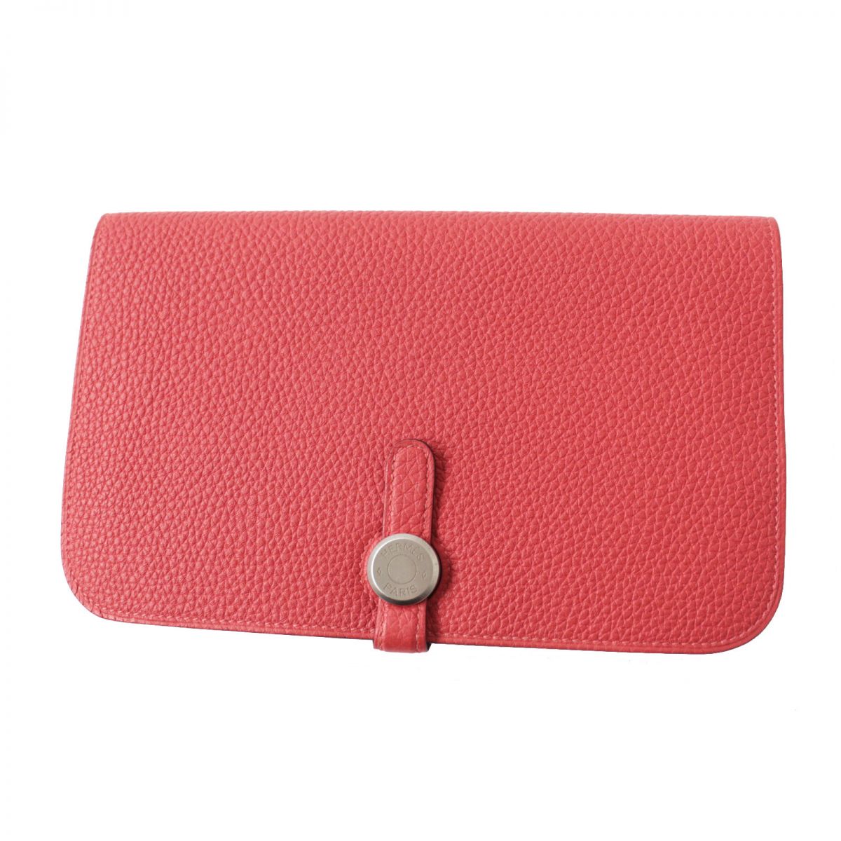 HERMES Long Wallet Purse Main: Togo Rouge Pivoine (Red) Women Used