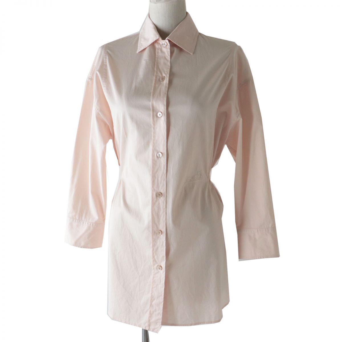HERMES Long sleeve shirt Main: 100% cotton, Part: 100% polyester Baby pink Women 34 Used