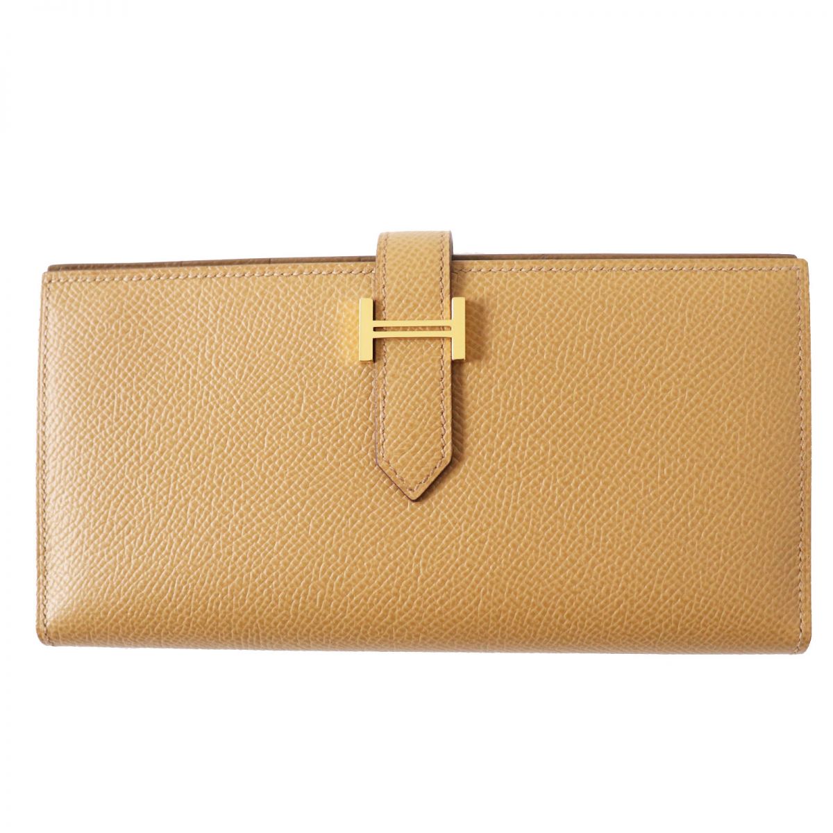 HERMES Long Wallet Purse Main�FEpsom Biscuit/Arzan Women Used
