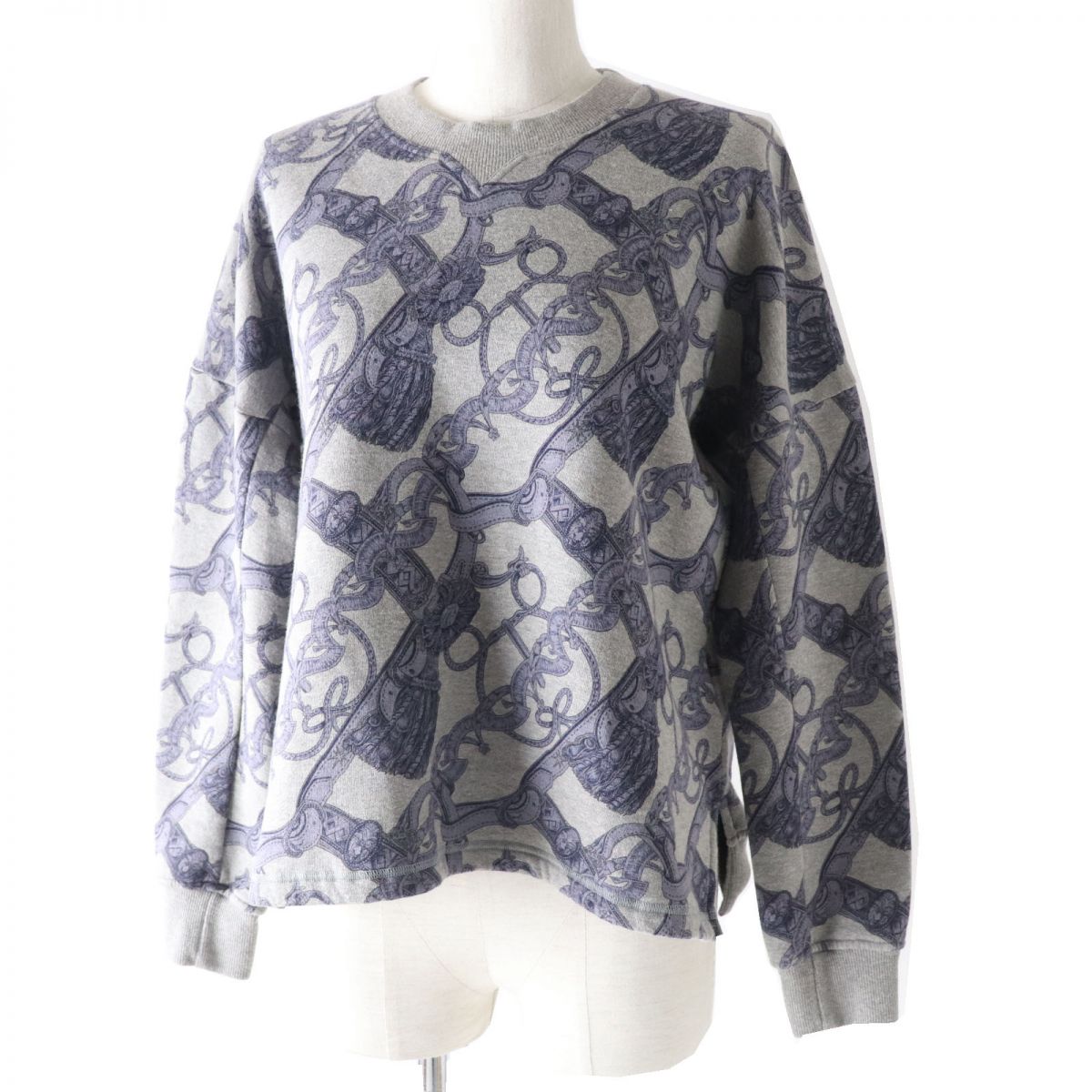 HERMES sweat Main: 86% cotton, Main: 14% camel, Part: 74% cotton, Part: 18% camel, Part: 8% polyurethane Gray x purple<br>Bride de Cour Women 34 Used