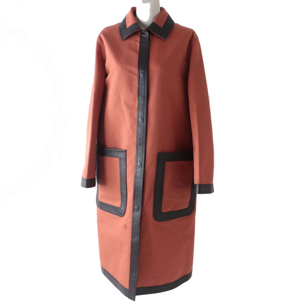 HERMES coat Main: 78% cotton, Main: 22% polyester, Part: Lamb leather terracotta Women 38 Used