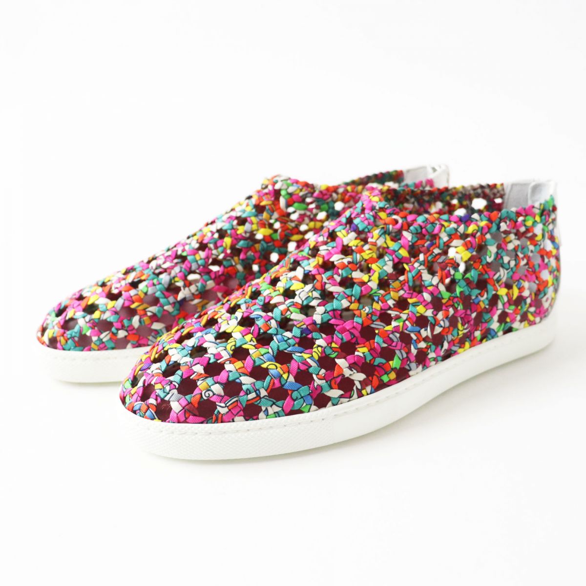 HERMES Slip-on Part: Leather Multicolor x white Women 35.5 Used