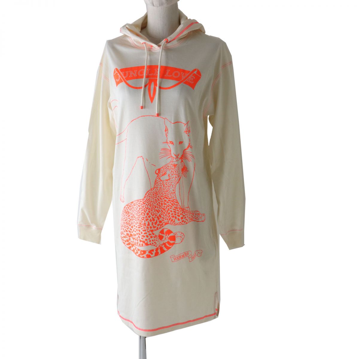 HERMES Tunic Main: 100% cotton, part: 59% polyester, part: 41% acrylic Ivoryx Neon Orange Women 34 Used