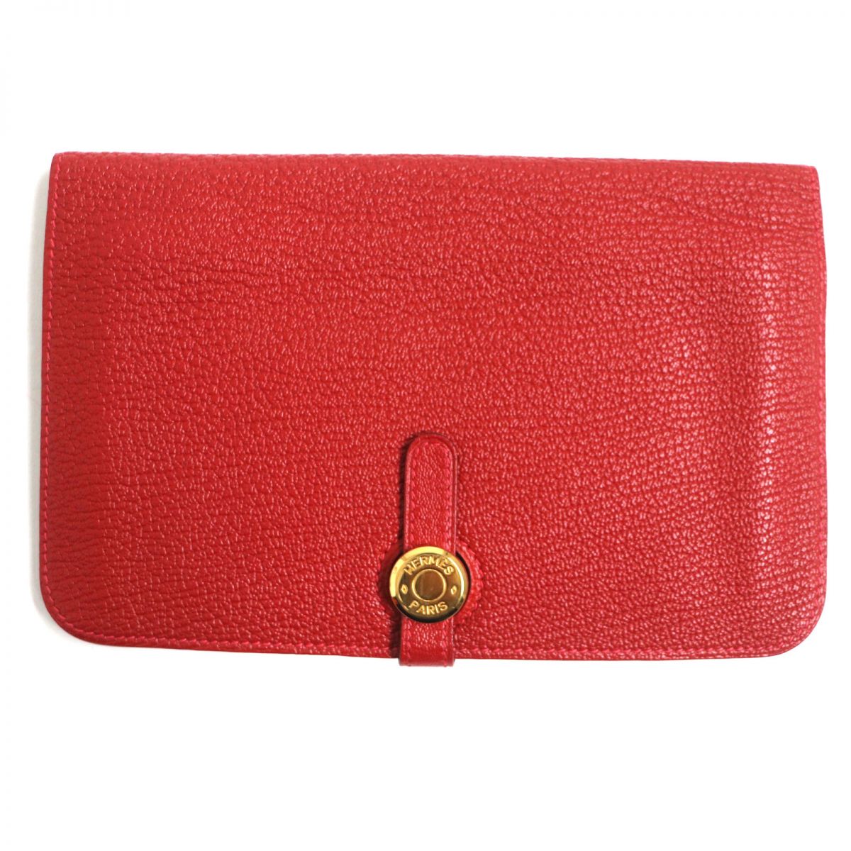 HERMES Long Wallet Purse Main: Chevre Mysole Red mens Used