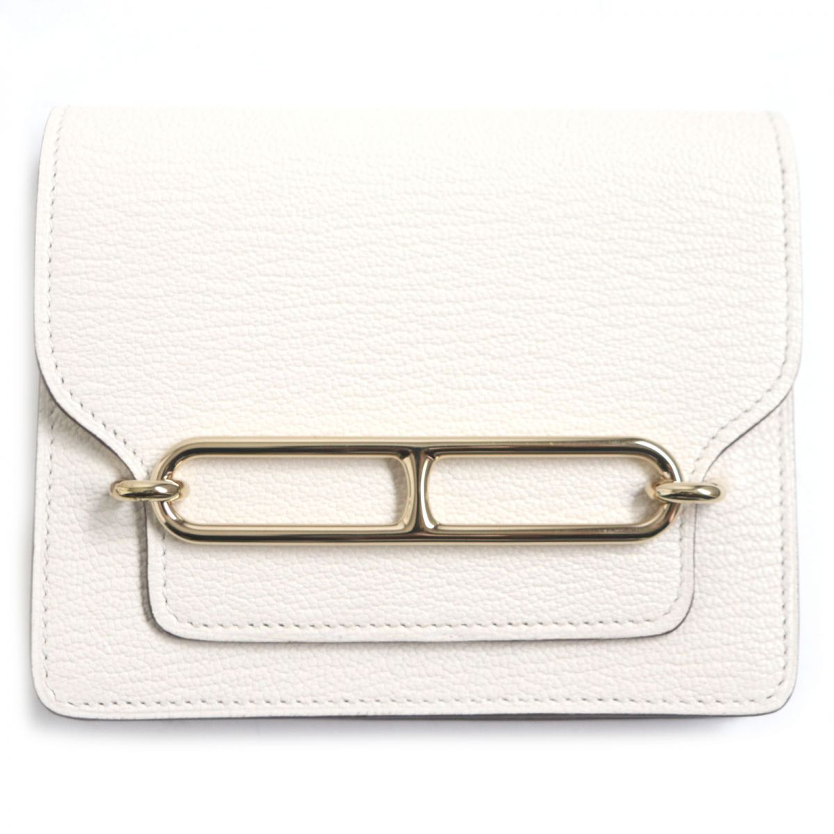 HERMES Bifold Wallet Main: Chevre Mysole Nata x Metal: Gold mens Used