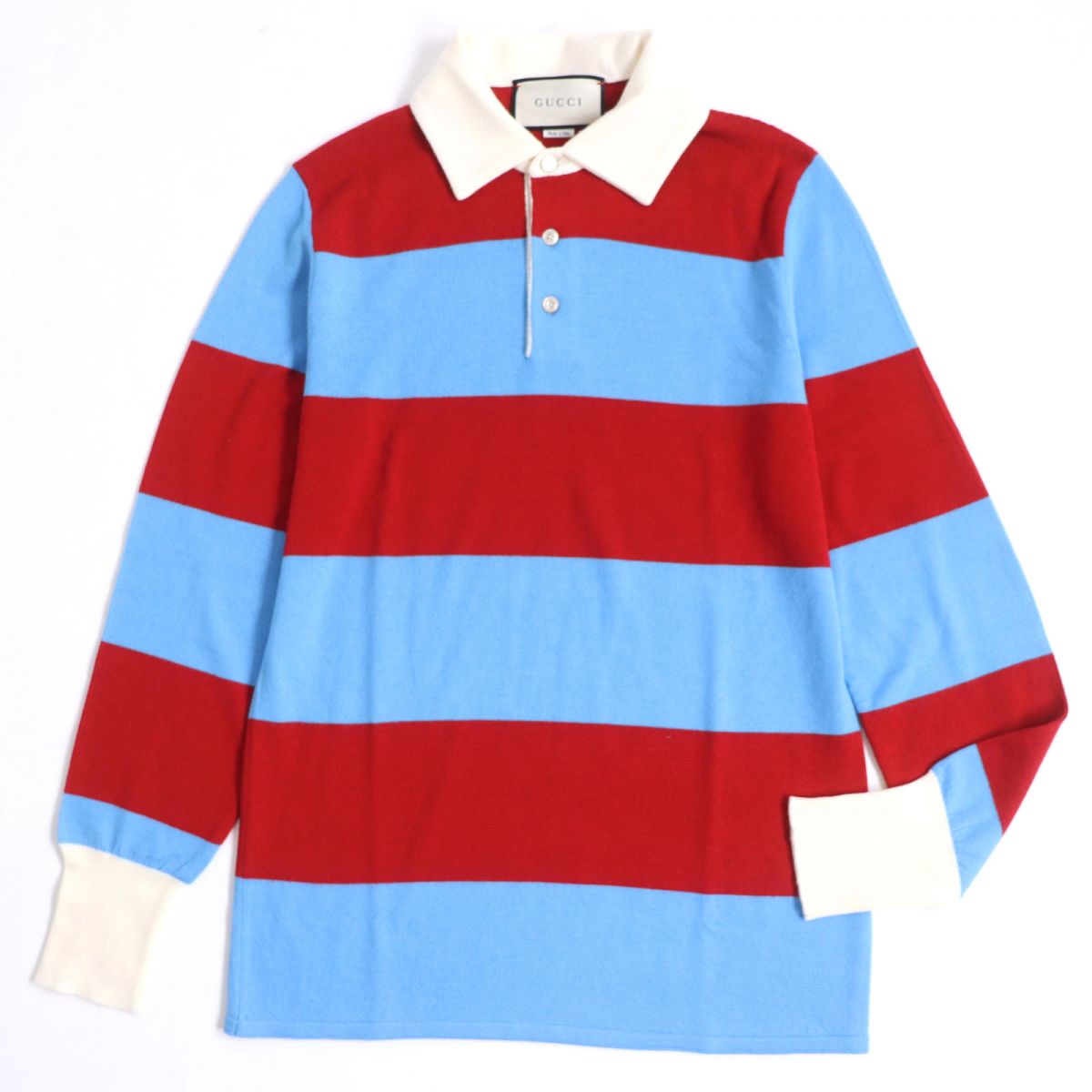 GUCCI knit Outer: 100% wool, part: 50% rayon, part: 50% acrylic Red x Light Blue x White mens XS Used