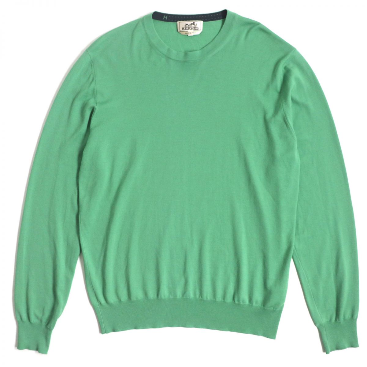HERMES knit Main: 100% wool green mens L Used