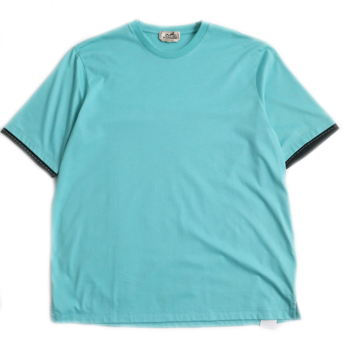 HERMES Cut Main: 100% cotton Lagon mens L Used
