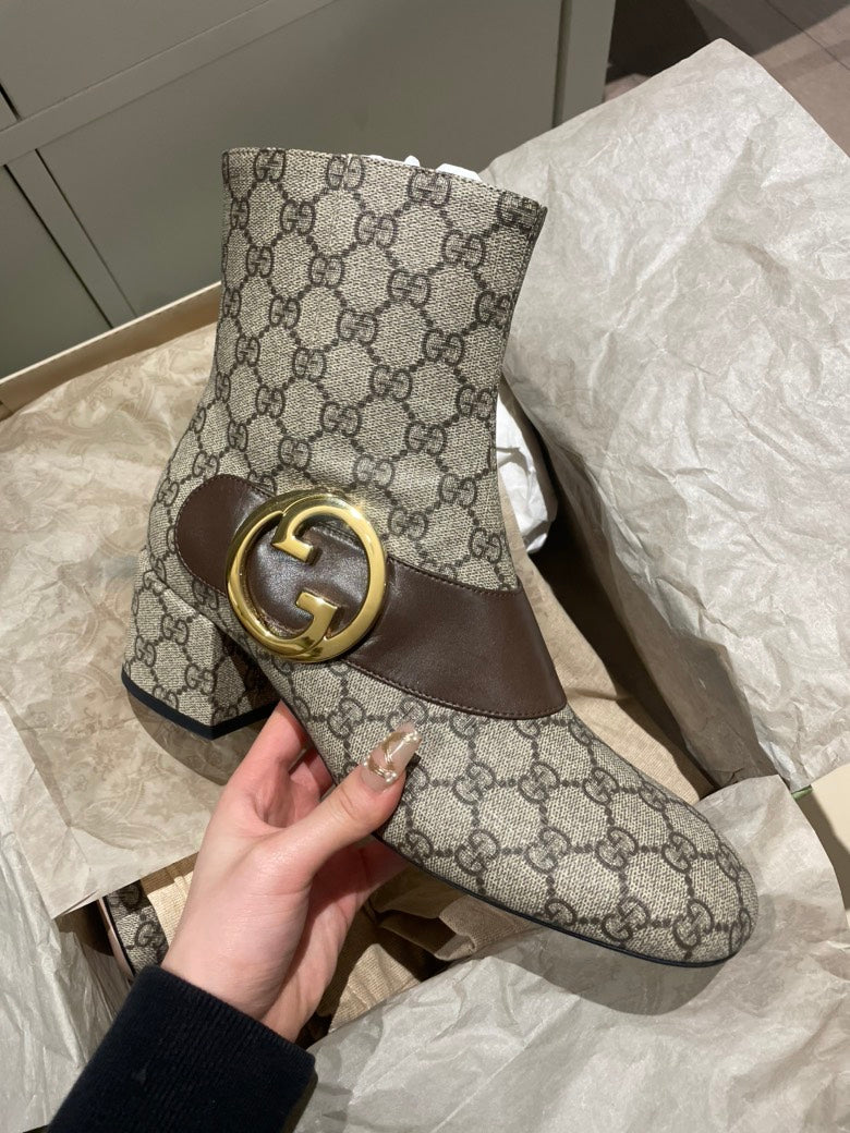 Gucci Bootie GG Supreme Malaga Beige Ebony