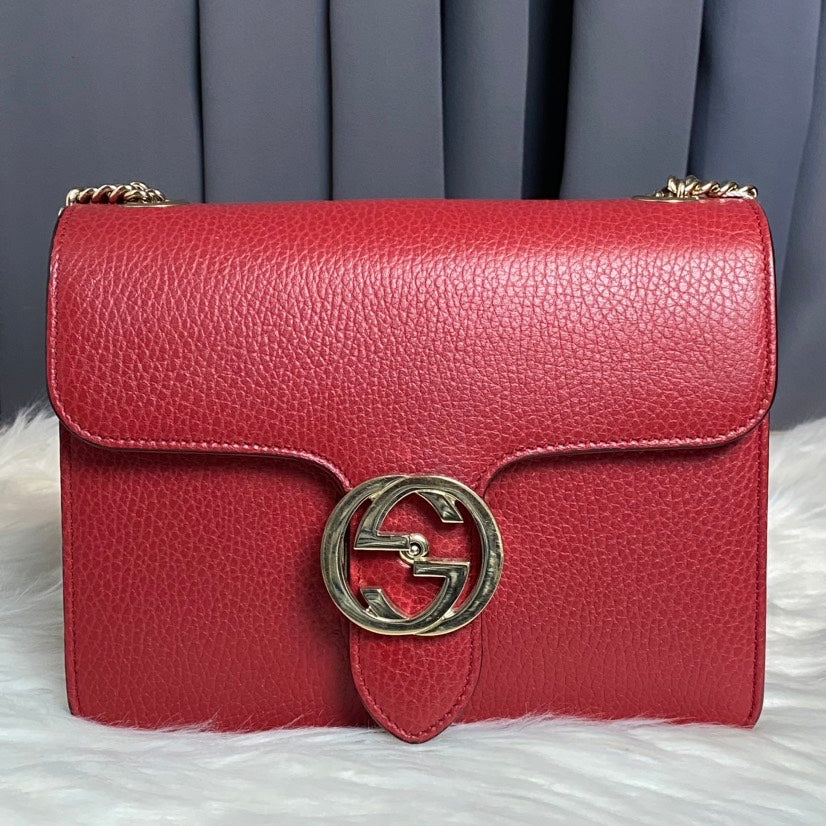Gucci GG Marmont Red Leather Shoulder Bag