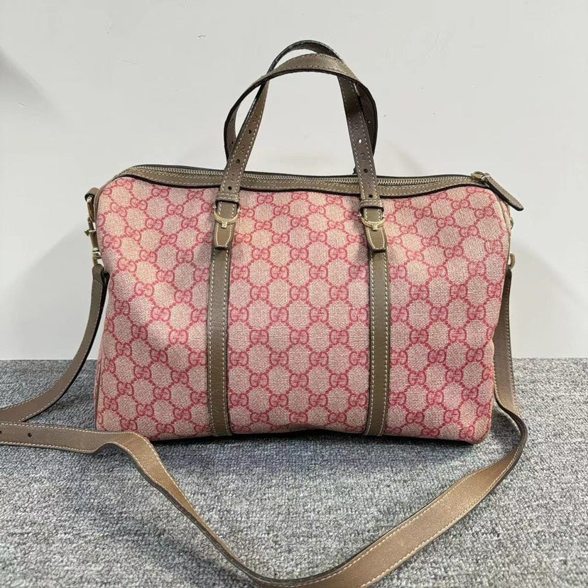 Gucci Boston Bag Pink Beige Canvas