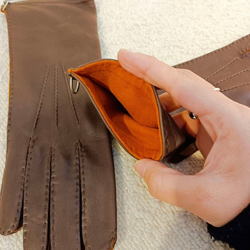 Hermes Vintage Sheepskin Gloves Chocolate Brown