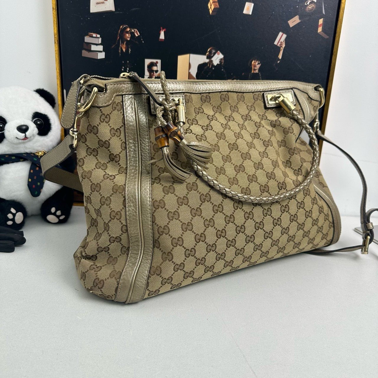 Gucci GG Canvas Beige Two-Way Satchel Bag