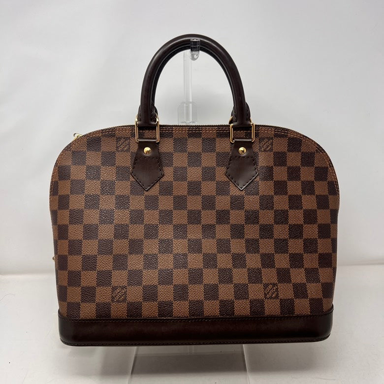 Louis Vuitton Alma Damier Ebene Leather Handbag - Preloved, Top Handle, Brown