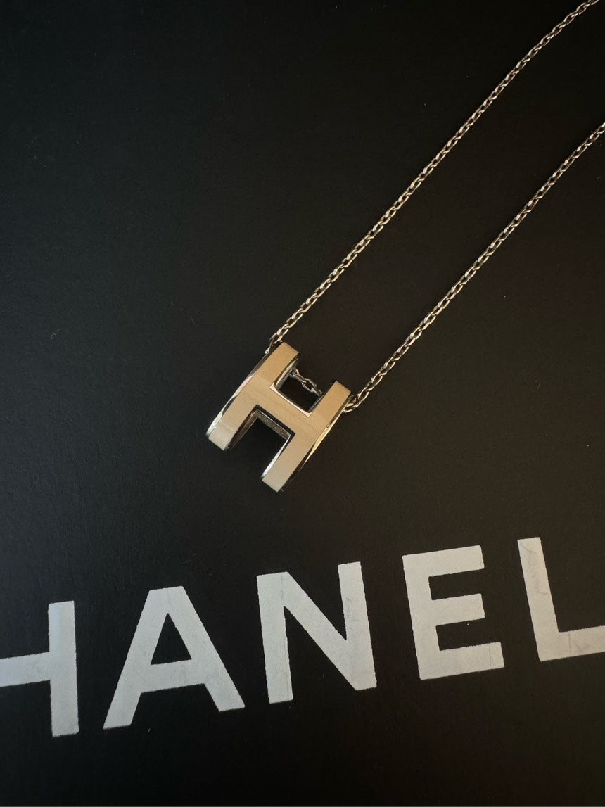 Hermes Large Milk Tea H Pop Necklace