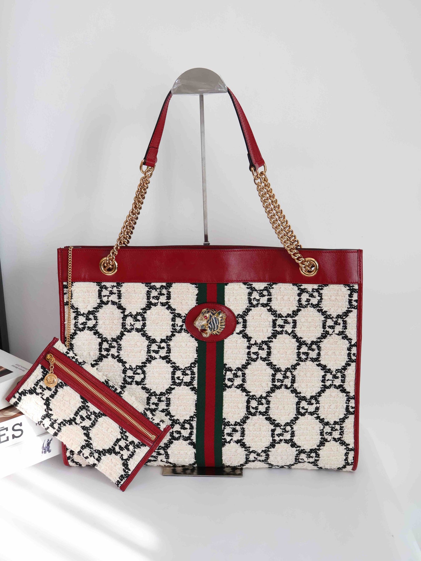 Gucci Rajah Tote Bag with Pouch in Red Leather - #8D