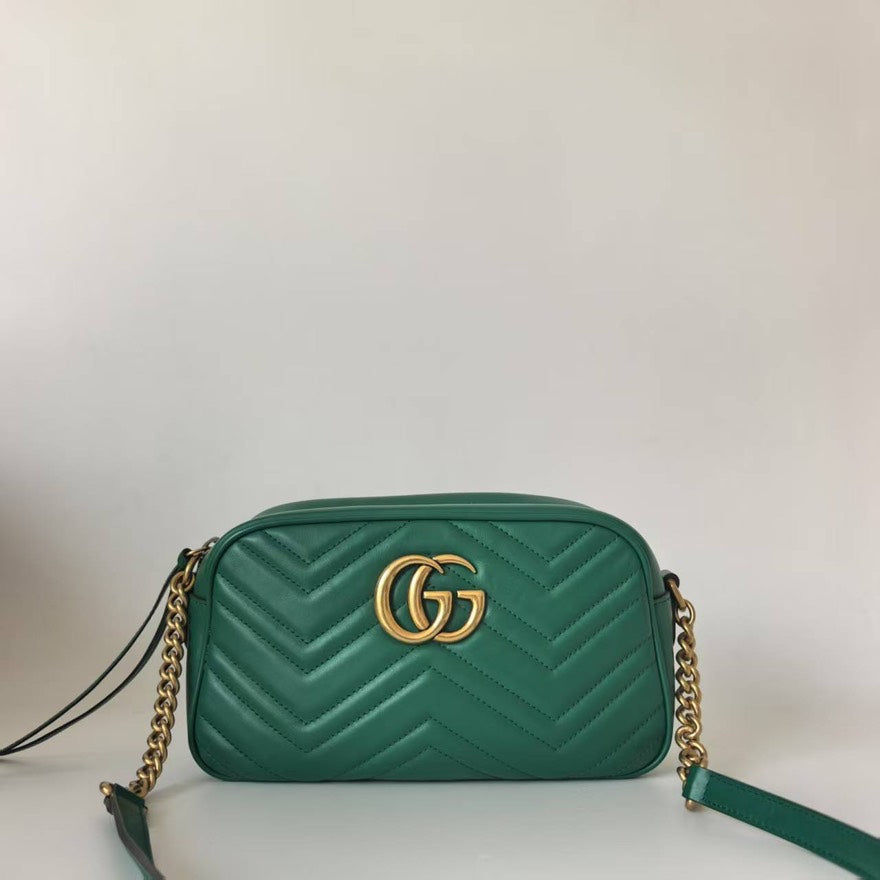 Gucci Marmont Small Green Leather Camera Bag - Preloved