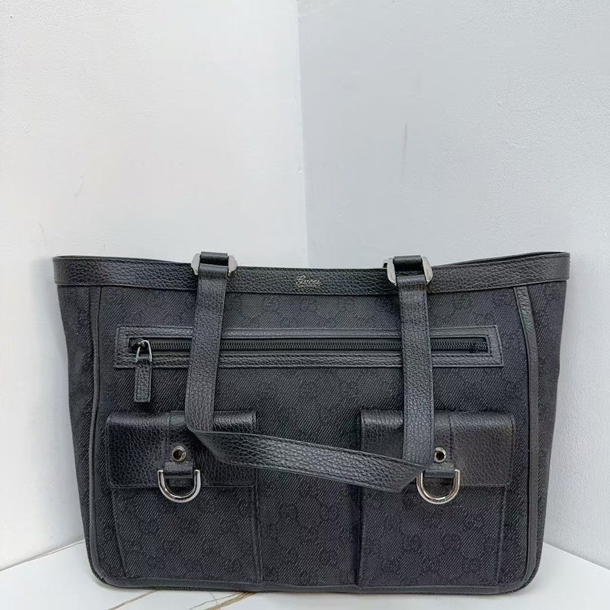Gucci GG Black Canvas Shoulder Bag