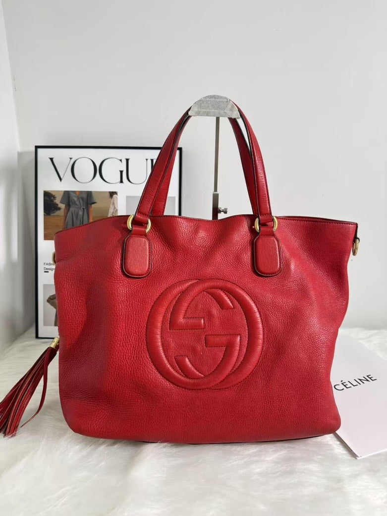Gucci Soho Red Leather Tote Bag