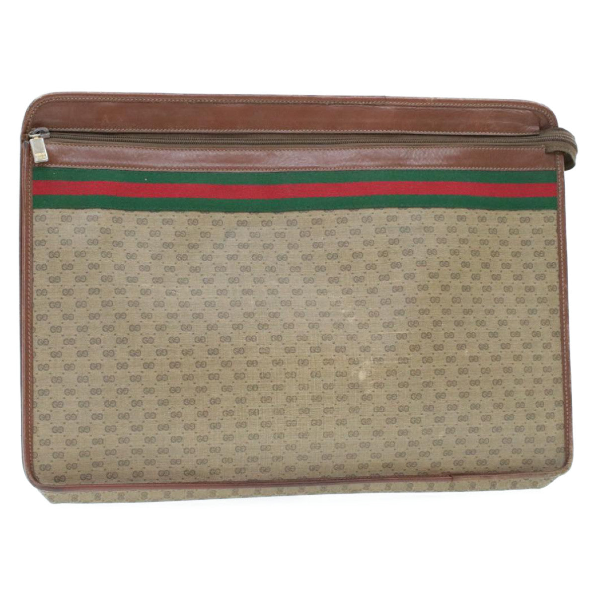 GUCCI Web Sherry Line Micro GG Canvas Clutch Bag Beige Red Green rd390