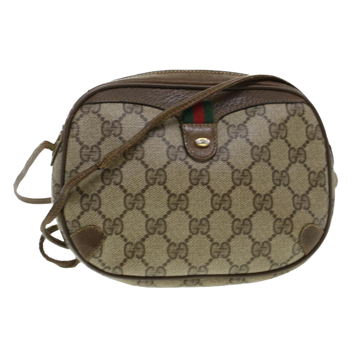 GUCCI GG Canvas Web Sherry Line Shoulder Bag Beige Red 89.02.066 rd5250