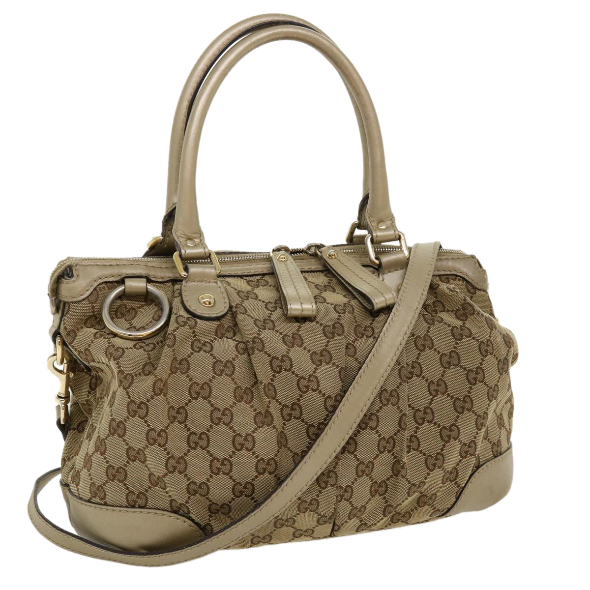 GUCCI GG Canvas Shoulder Bag Beige 247902 ro787