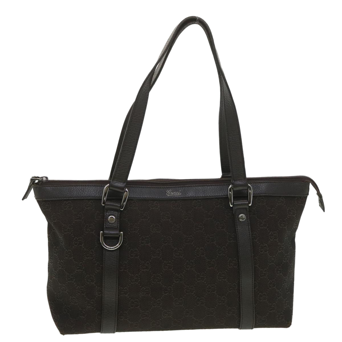 GUCCI GG Canvas Tote Bag Dark Brown 268640 ro914
