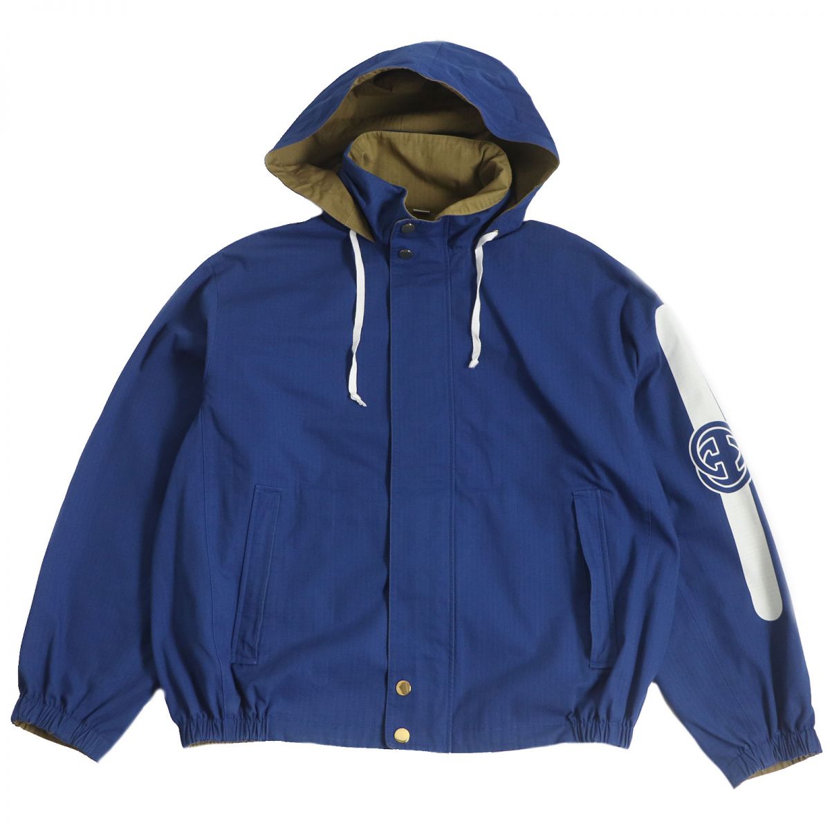 GUCCI Blouson Outer material: 70% cotton, Outer material: 30% nylon, Part: 80% polyester, Part: 20% metal fiber Blue/brown type mens 50 Used
