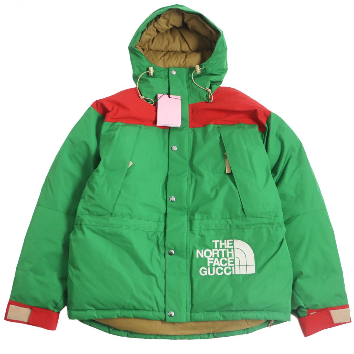 GUCCI Down jacket Outer: 100% polyester, Part: Polyurethane, Outer: 73% nylon, Outer: 27% cotton, Lining: 100% nylon Green x red mens M Used