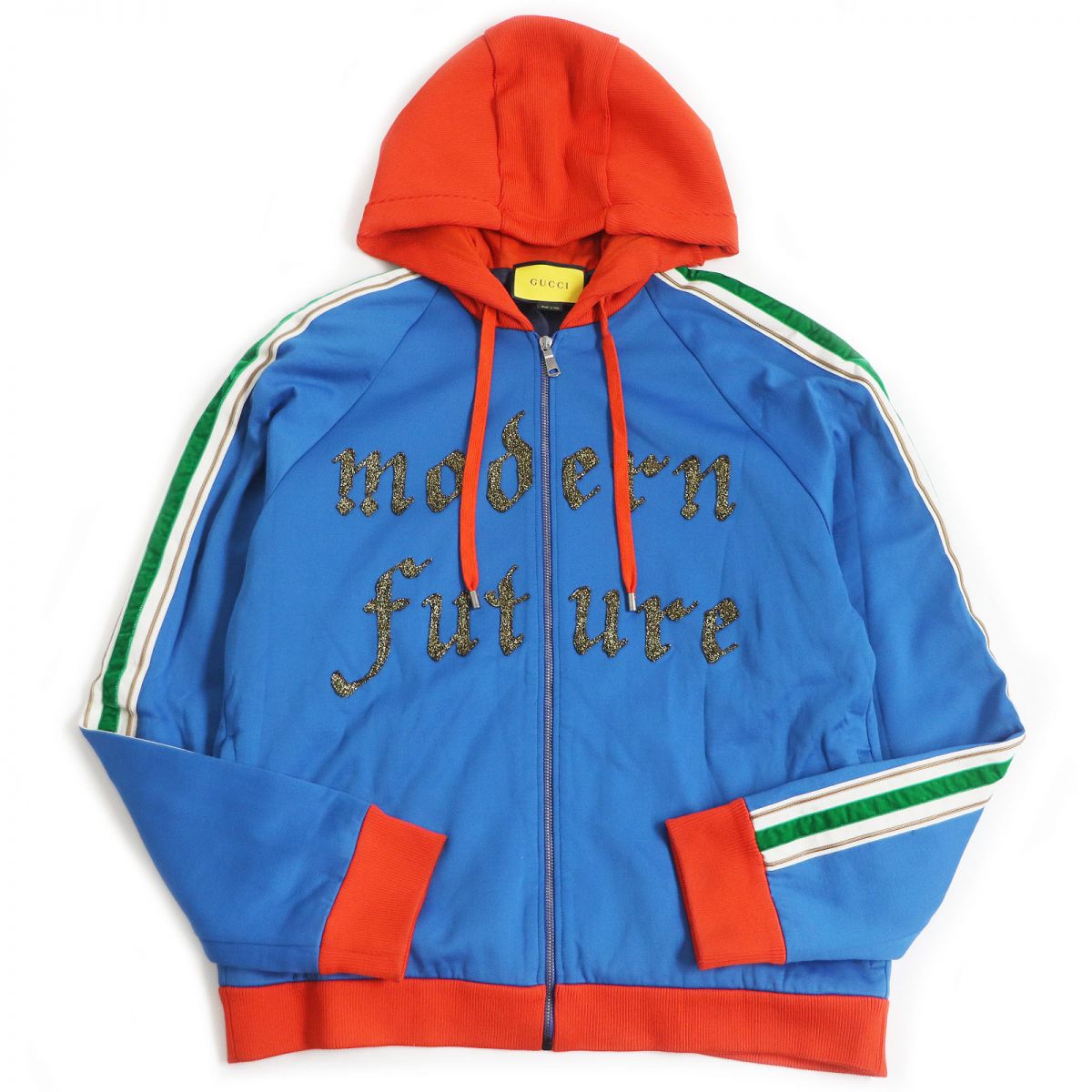 GUCCI Blouson Outer: 56% polyester, Outer: 44% cotton, Part: 90% polyester, Part: 10% polyurethane, Part: 100% cotton Blue type mens XL Used