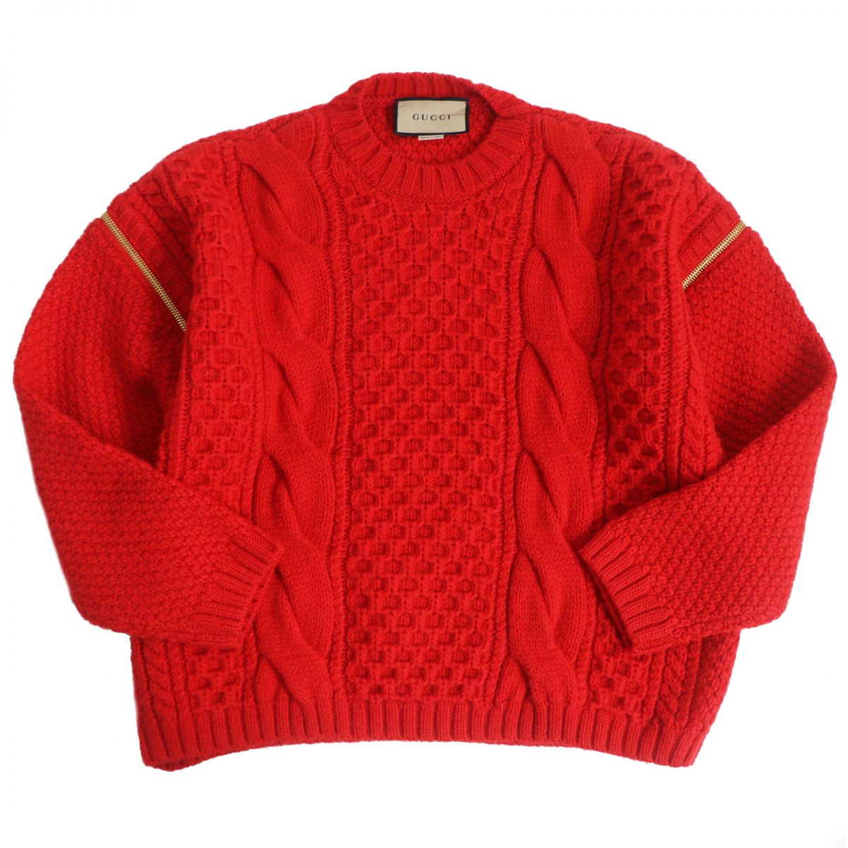 GUCCI knit Main: 100% wool, Part: 98% wool, Part: 1% polyurethane, Part: 1% nylon, Part: 100% polyester Red mens XS Used