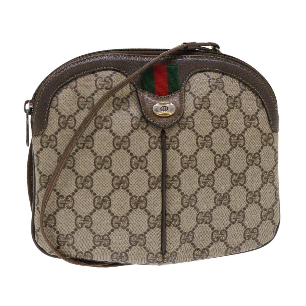 GUCCI GG Canvas Web Sherry Line Shoulder Bag Beige Red 904 02 047 tb688