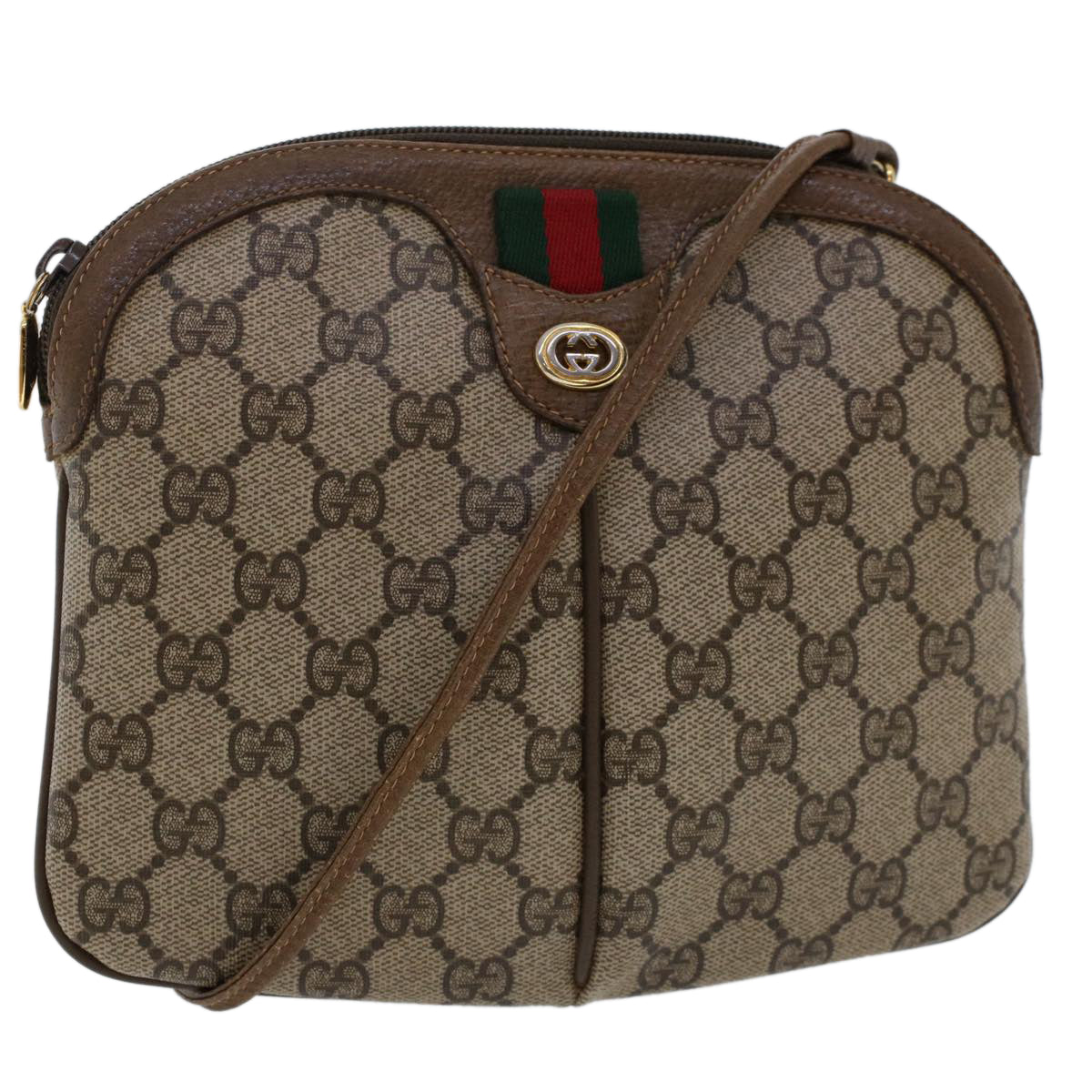 GUCCI GG Canvas Web Sherry Line Shoulder Bag Beige Red Green tb748