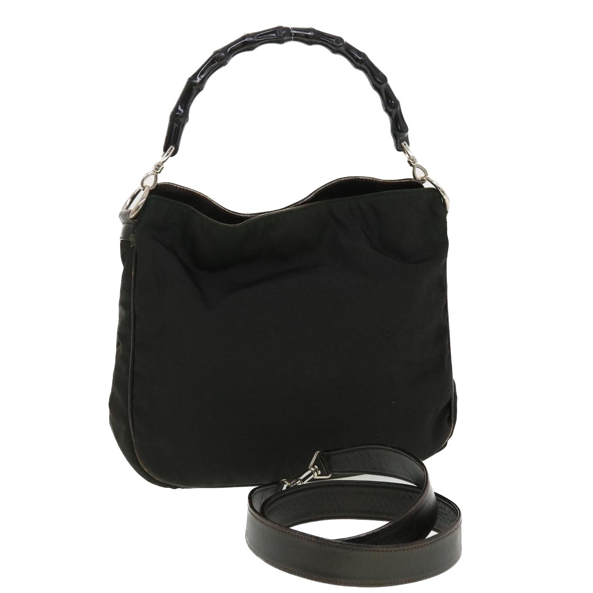 GUCCI Hand Bag Nylon 2way Brown 001 1633 002058 ti1049
