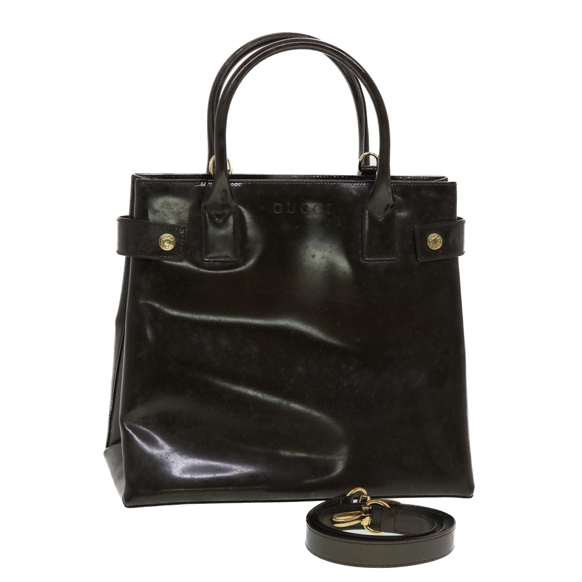 GUCCI Hand Bag Leather 2way Shoulder Bag Brown 00011180503 ti1151