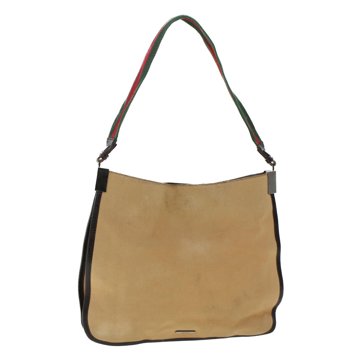 GUCCI Web Sherry Line Shoulder Bag Canvas Beige Green Red ti1172