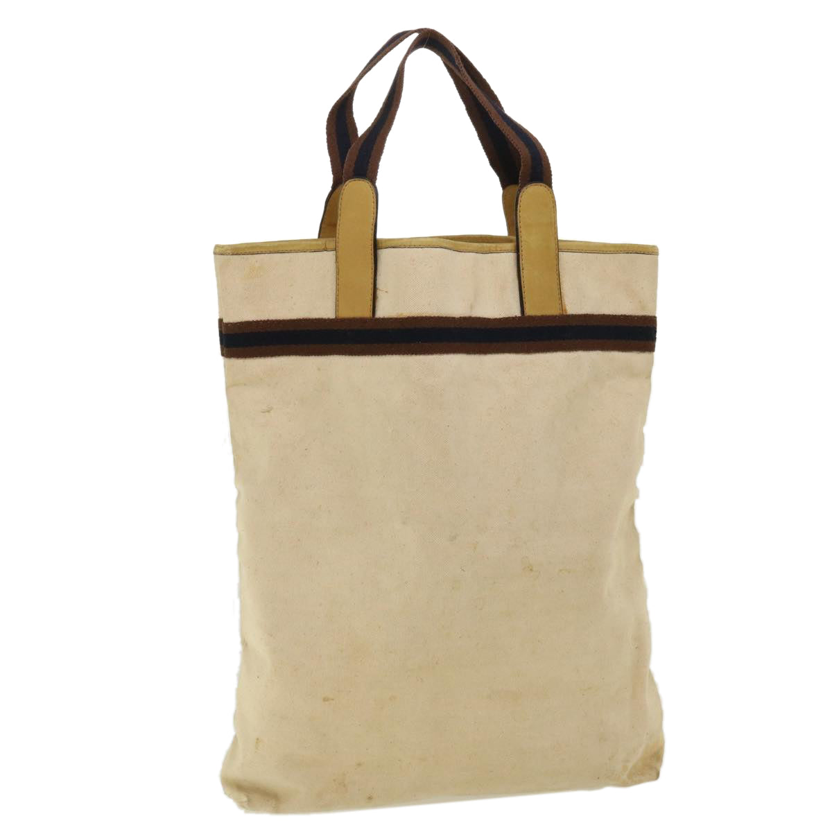 GUCCI Tote Bag Canvas Beige Brown Navy ti772