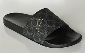 Gucci GG Supreme Canvas Tigers Black Slides